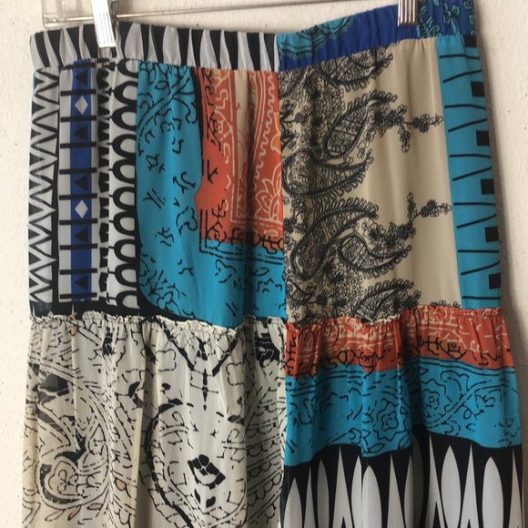 Chico's Majestic Blue Patchwork Boho Maxi Skirt 1 = M - Picture 3 of 8